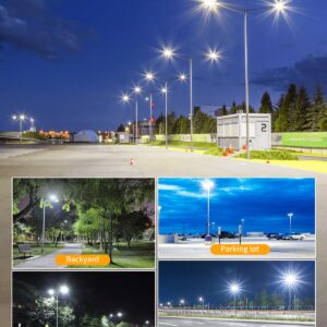 NGT 4 PCS LED Parking Lot Lights 320W 256W 192W, UL DLC Listed LED Shoebox Fixture with Photocell 5000K Adjustable Slip Fitter, Pole Light Outdoor, IP65 Commercial Street Area Lighting, AC100-277V