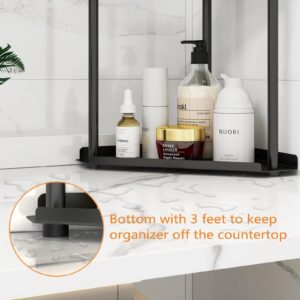 Jesginboo 2 Tier Bathroom Counter Organizer, Vanity Organizer Corner Shelf, Skincare, Makeup Countertop Organizers, Kitchen, Bathroom Counter Storage, Black