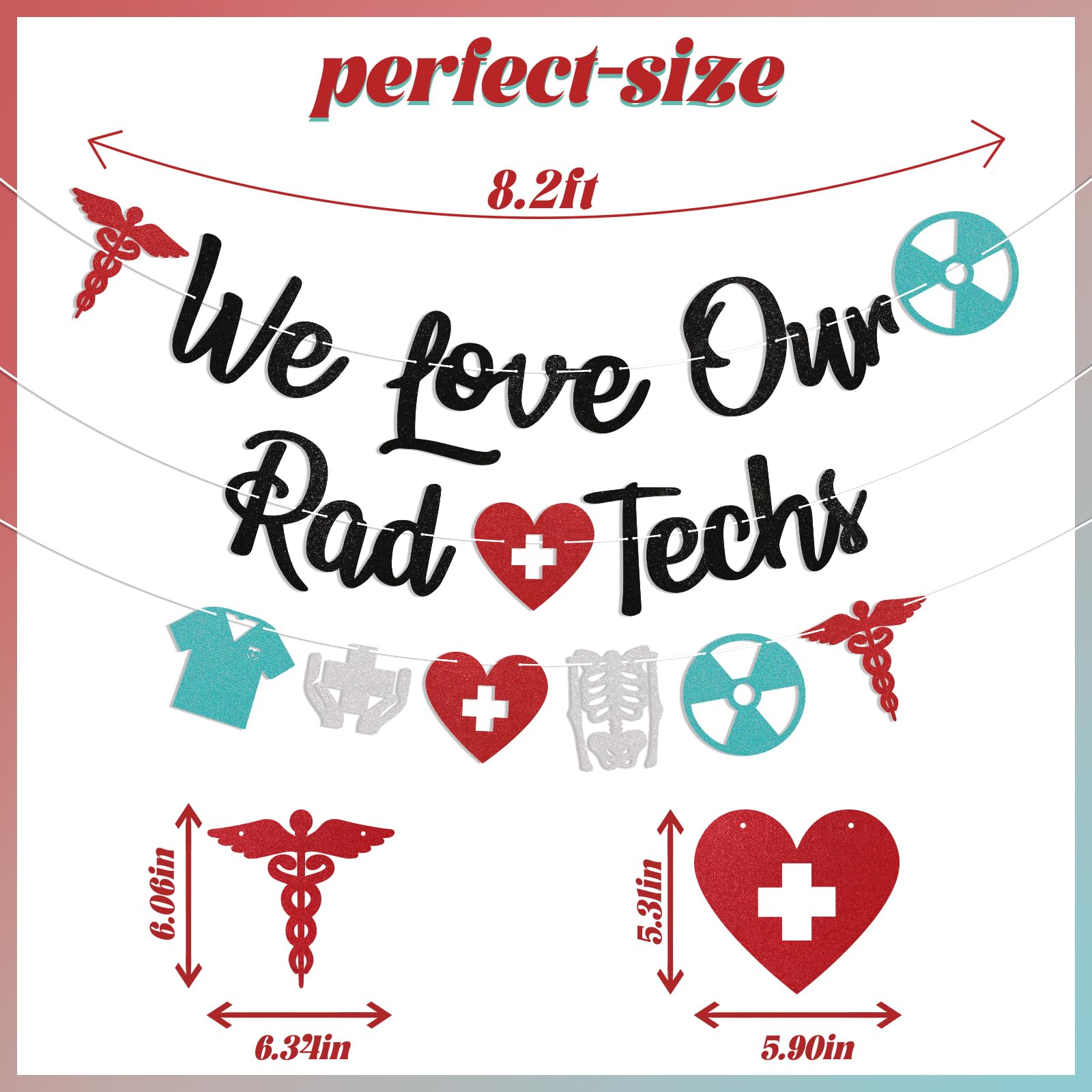 We Love Our Rad Techs Banner - Rad Tech Week Banner, Radiologic Tech Week Banner, Rad Tech Appreciation Week Decorations Black Glitter