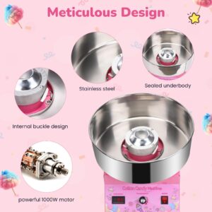 HRIOSN Cotton Candy Machine Commercial Cotton Candy Machine With Stainless Steel Construction Easy-to-Use Controls Cotton Candy Maker For Endless Cotton Candy,Pink