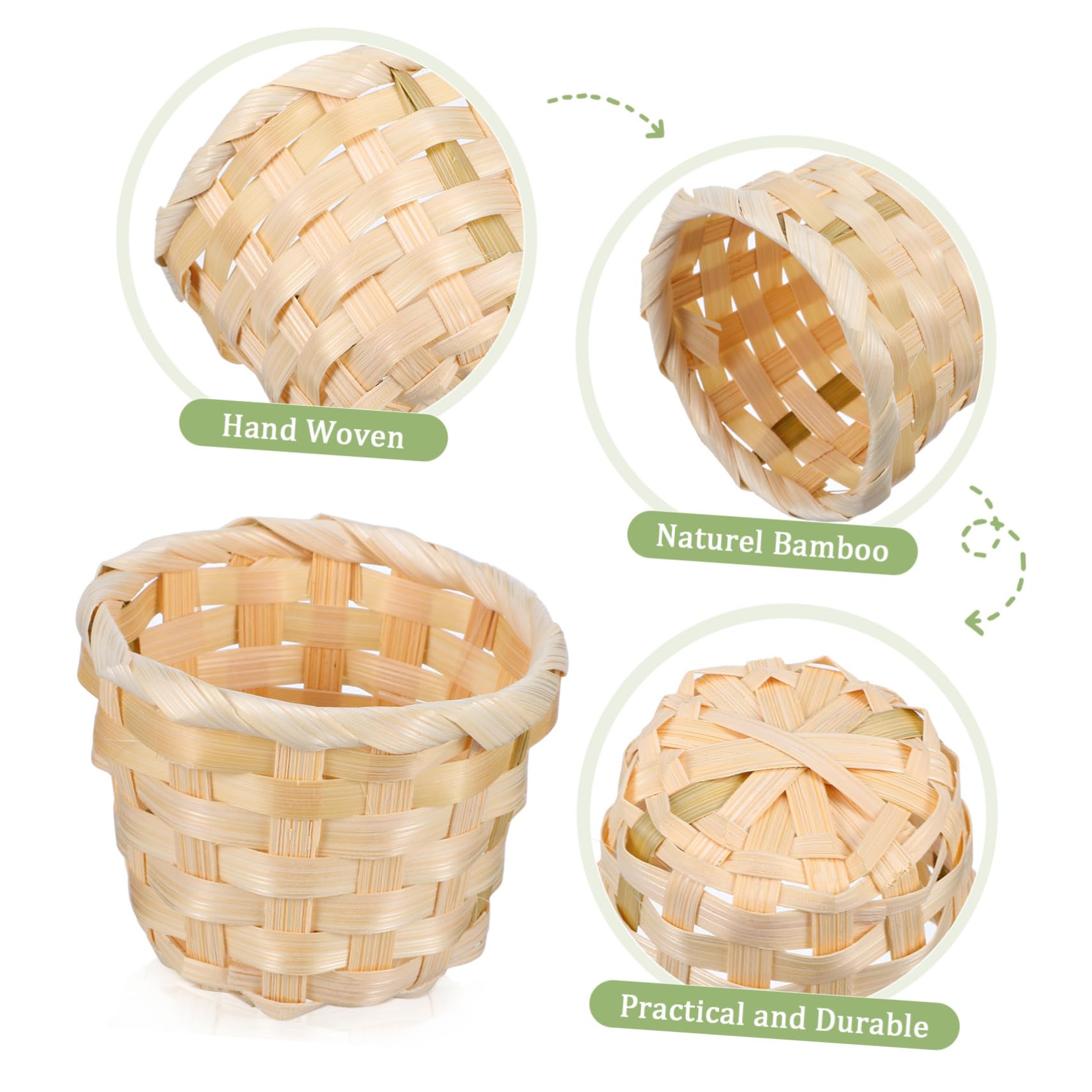 TINEASUR 6pcs Woven Basket Storage Basket Mini Containers Woven Hamper Tablescape Decor Woven Basket Decor Mini Baskets for Crafts Toy Wicker Basket Laundry Basket White Candy Basket Wooden