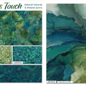 Northcott Midas Touch 30" Multi Texture Panel W/Metallic Gold Teal/Green