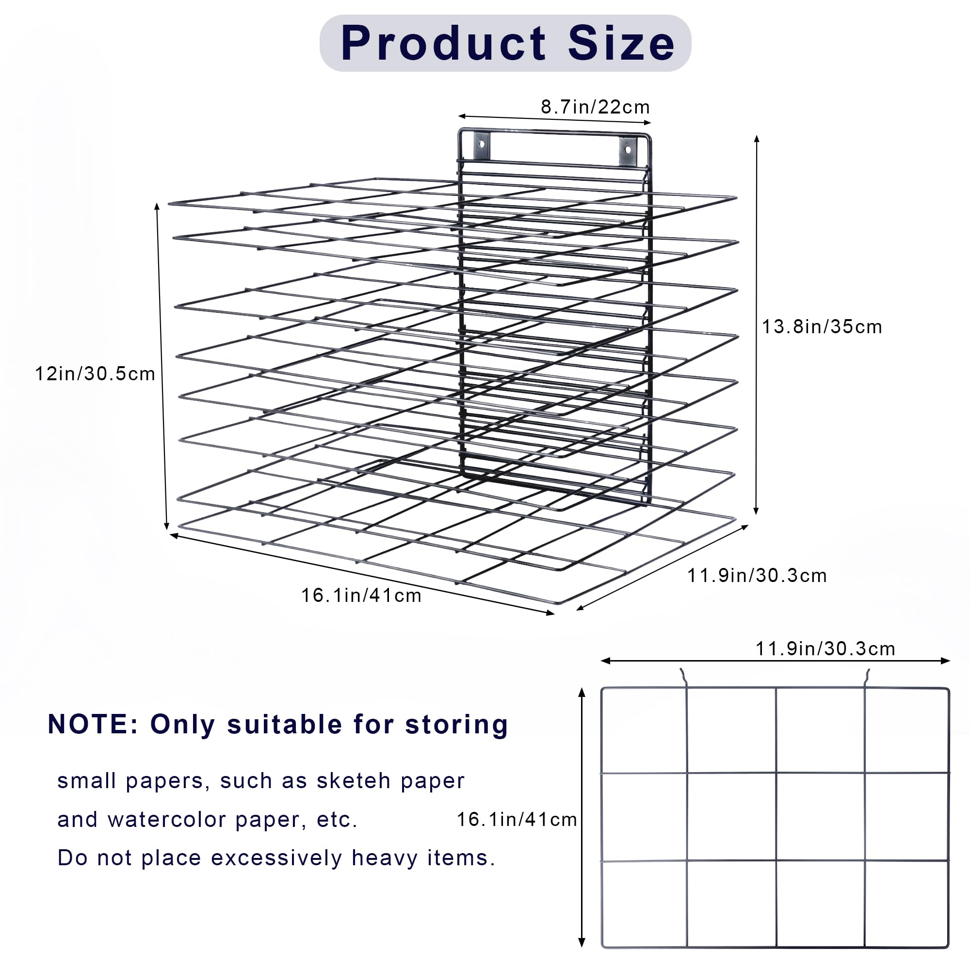 LIAQICHA Premium Iron Art Drying Rack with 8 Removable Shelves for Classroom - 16.1 x 11.9 x 13.8 Inches - Art Storage Organizer and Painting Drying Shelf