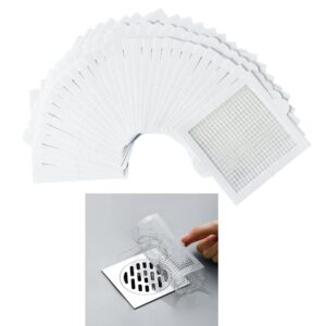 primsoph 4inch 30pcs disposable shower drain hair catcher mesh stickers floor drain sticker disposable drain filter hair trap drain sticker