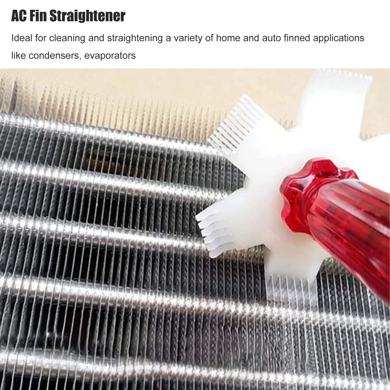 Kelepu Air Conditioner Condenser Fin Straightener 6 in 1 AC Fin Comb Air Conditioning Clean Tool for Home Auto Use