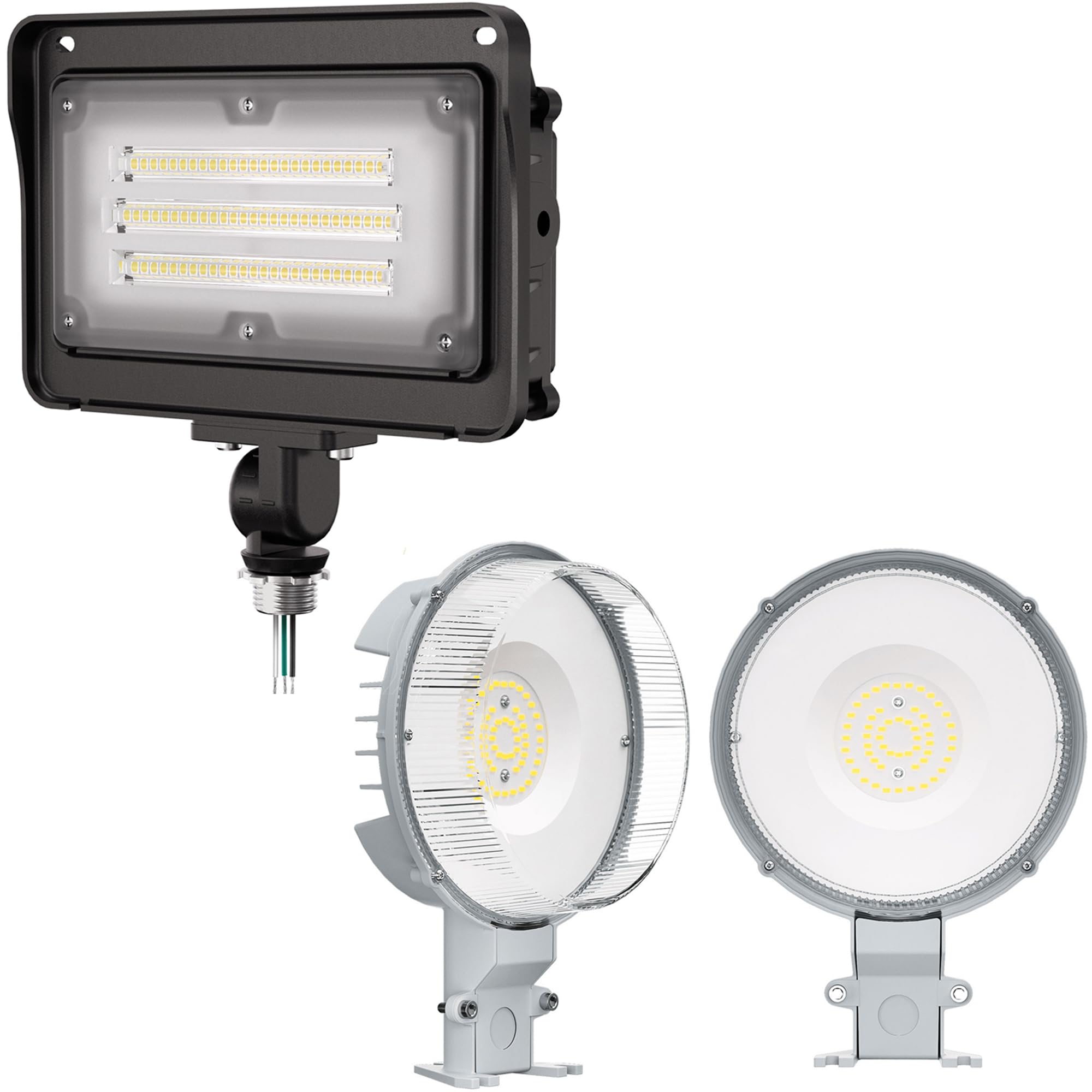 CINOTON 42W LED Barn Light Dusk to Dawn Outdoor Lighting and 50W Dusk to Dawn LED Flood Light Outdoor 5000K Knuckle Mount