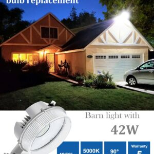 CINOTON 42W LED Barn Light Dusk to Dawn Outdoor Lighting and 20W LED Flood Light Outdoor 5000K Knuckle Mount