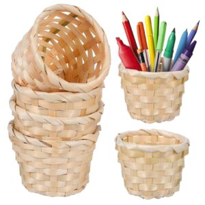 tineasur 6pcs woven basket storage basket mini containers woven hamper tablescape decor woven basket decor mini baskets for crafts toy wicker basket laundry basket white candy basket wooden