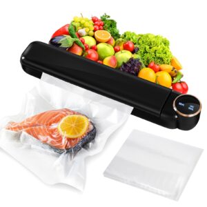 vacuum food sealer machine,meat sealers packing freezer saver,starter kit,dry & moist modes,led indicator lights,kitchen air seal machine with 20pcs storage bags,black