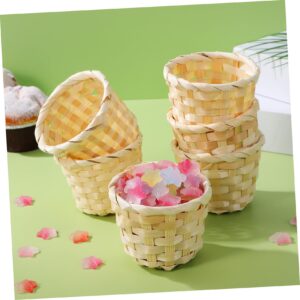 TINEASUR 6pcs Woven Basket Storage Basket Mini Containers Woven Hamper Tablescape Decor Woven Basket Decor Mini Baskets for Crafts Toy Wicker Basket Laundry Basket White Candy Basket Wooden