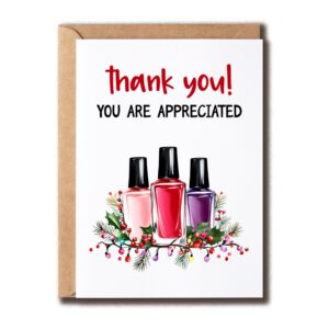 kpldesigns you are appreciated card - thank you card - nail tech christmas card - card for manicurist card - appreciation card - nail salon card greeting card