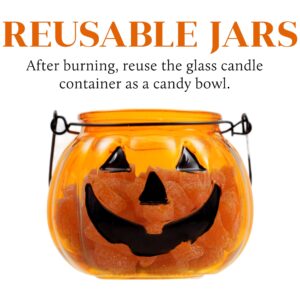 11oz Handmade Halloween Pumpkin Candle - 100% Soy Wax, Over 50 Hours Burn Time - Farmhouse Fall Halloween Home Decor - Gift for Halloween Decorations Indoor - Pumpkin Shaped Candle, Made in USA