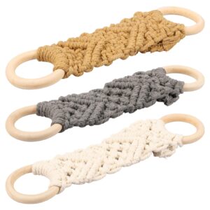 falesoul 3 pcs hanging kitchen dish towel holder handmade crochet kitchen towel hanger dish towel holder decorative boho macrame kitchen towel hanger loop ring towel holder for kitchen bathroom toilet