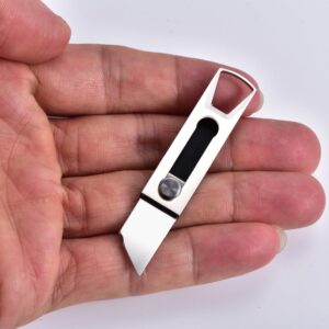 JPCRMOV Mini Pocket Knife Keychain Ultra Light 7g, Compact Utility Knife Box Cutter, Retractable 1.9cm X50CR15MoV Steel Blade, Smooth Zinc Alloy Handle Perfect for Opening Packages/Boxes