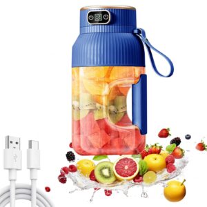 yulyoie multifunctional portable juicer cup with digital display, yulyoie juice cup blender, portable blender usb rechargeable, portable smoothie blender on the go (single cup single lid, blue)