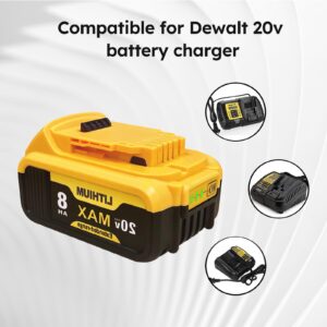 Etikpouon 8.0Ah Replace Battery for Dewalt Replacement for Dewalt 20V Max Batteries DCB205-2 DCB206 DCB204 DCB203 DCB208 Compatible with Dewalt 20V Cordless Power Tools