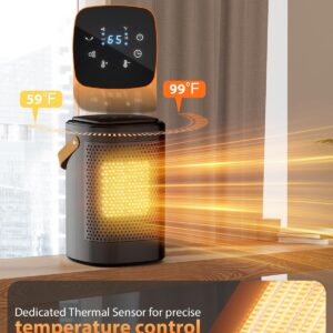 Space Heater Indoor, Portable Electric Heaters for Indoor Use 1500W with Thermostat 12H Timer, Multi-Modes, 80° Oscillation, Overheat Protection PTC Fast Heating for Office Bedroom Home