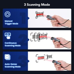 Eyoyo 1D&2D Bluetooth Barcode Scanner, Portable Wireless Mini Barcode Reader with Bluetooth/2.4G Wireless/USB Wired Connection, Compatible with iPad, iPhone, Tablet PC