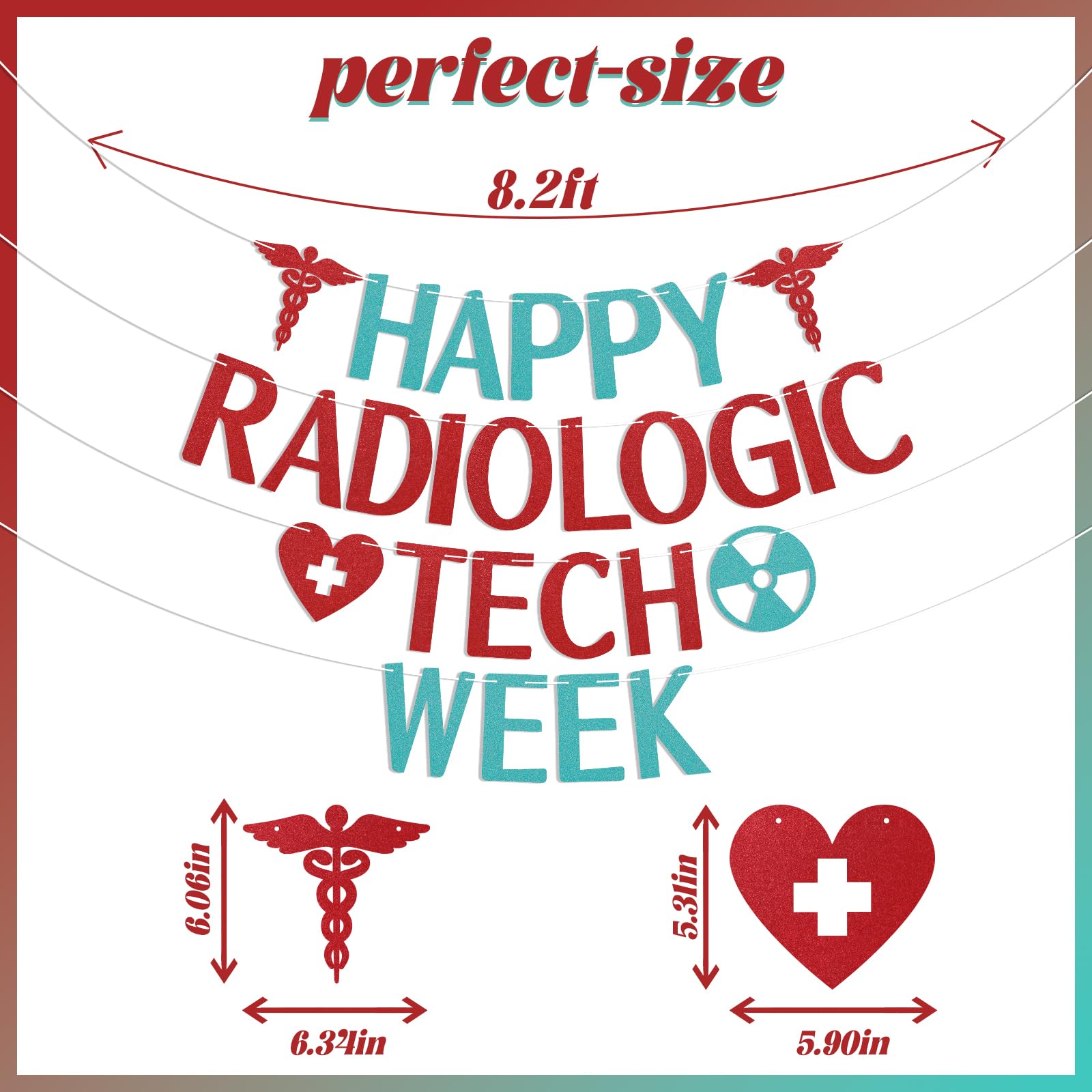 Happy Radiologic Tech Week Banner, Rad Tech Week Decorations, Radiology Tech Week Appreciation Sign Bunting Decor Blue Red Glitter