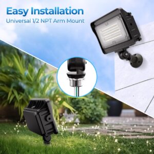 CINOTON 42W LED Barn Light Dusk to Dawn Outdoor Lighting and 50W Dusk to Dawn LED Flood Light Outdoor 5000K Knuckle Mount