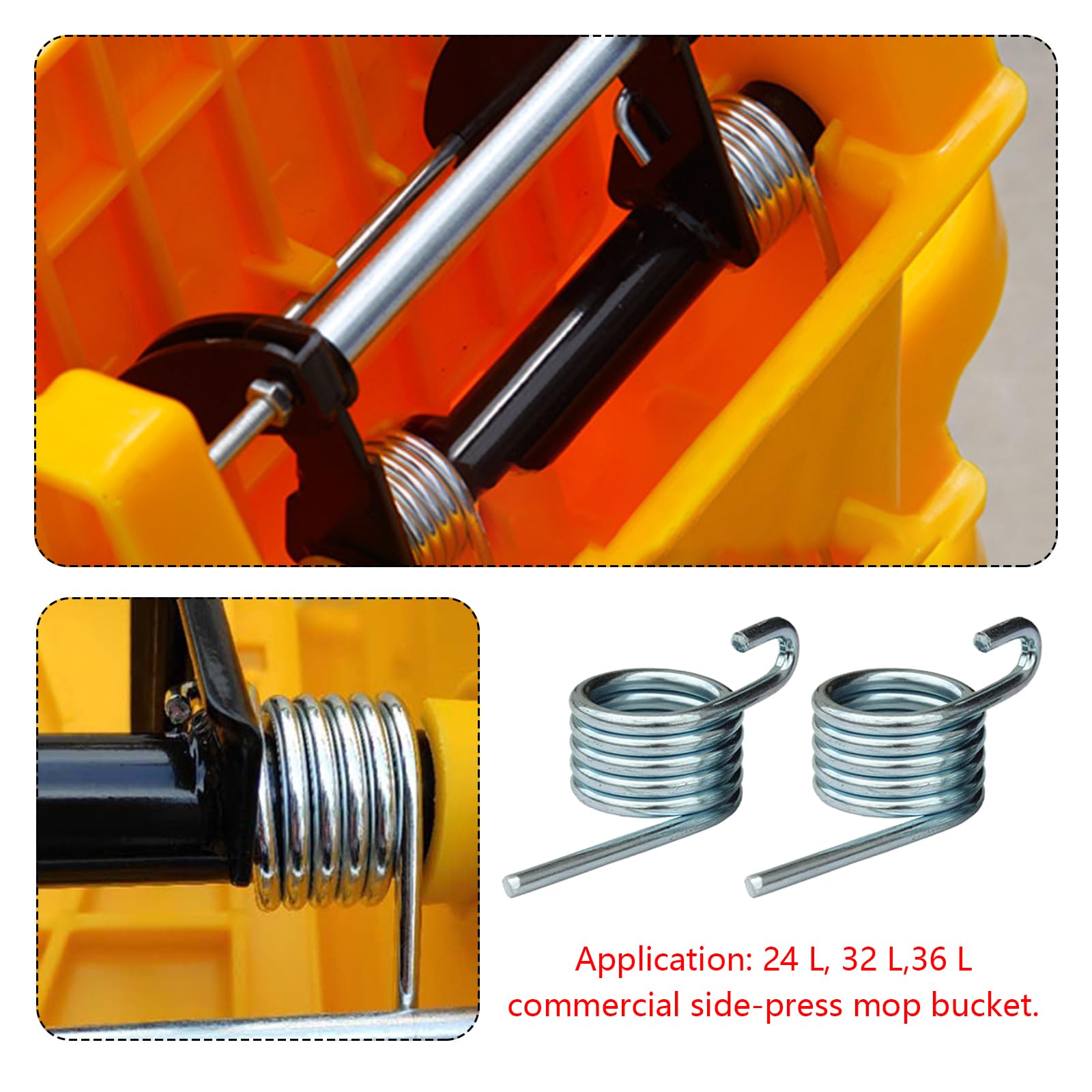 Water Press Spring Replacement,Side-Press Wringer Torsion Springs for Commercial Mop Bucket Stainless Steel Mop Storage Pail Spring,Heavy Duty Combo Business Mopping Buckets Accessories (2 Piece)