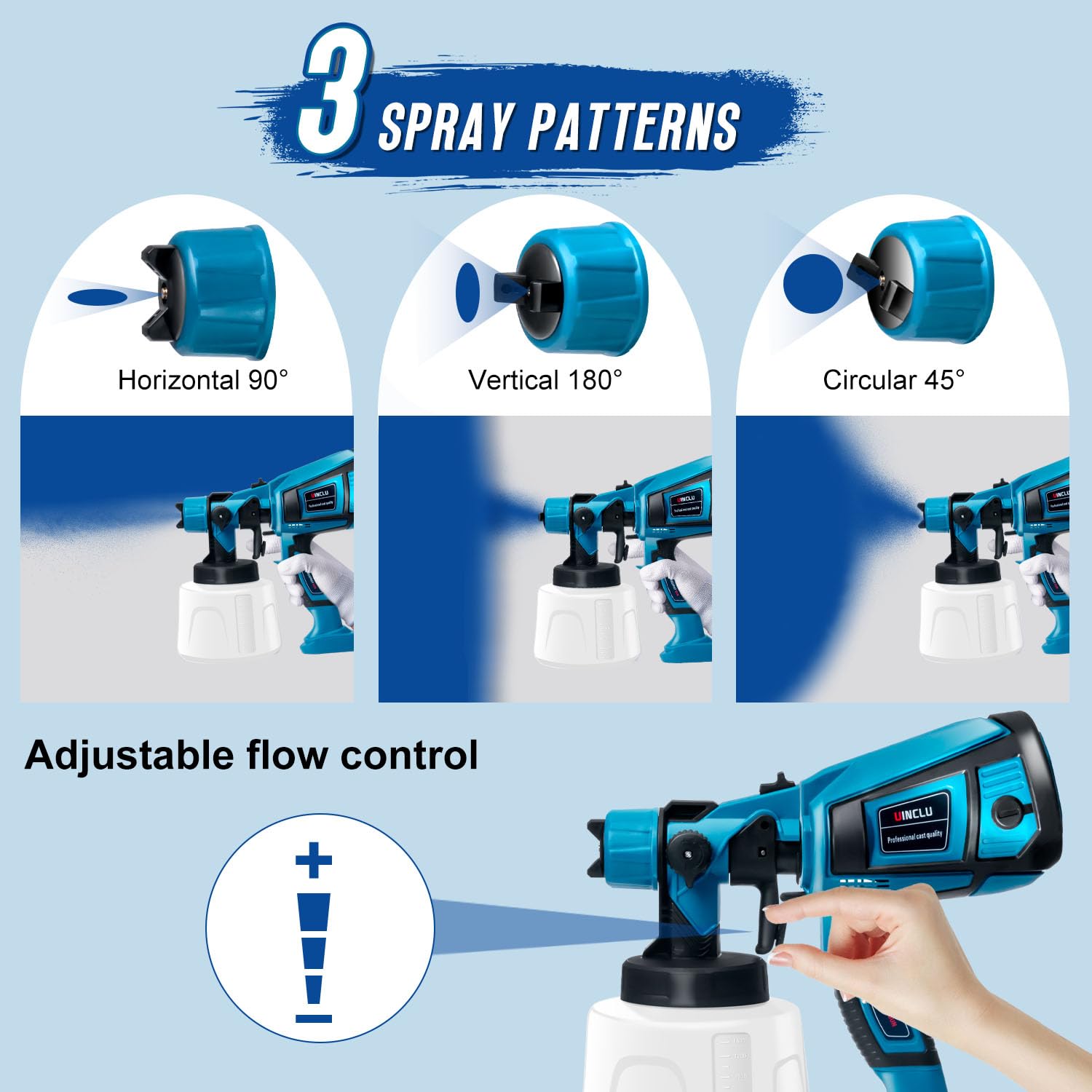 Paint Sprayer, 750W Electric Spray Gun with 1400ML Container, 6 Nozzles & 3 Patterns, Professional Adjustable Atomization Width, for Furniture, Fence, Walls, Door, Garden Chairs etc