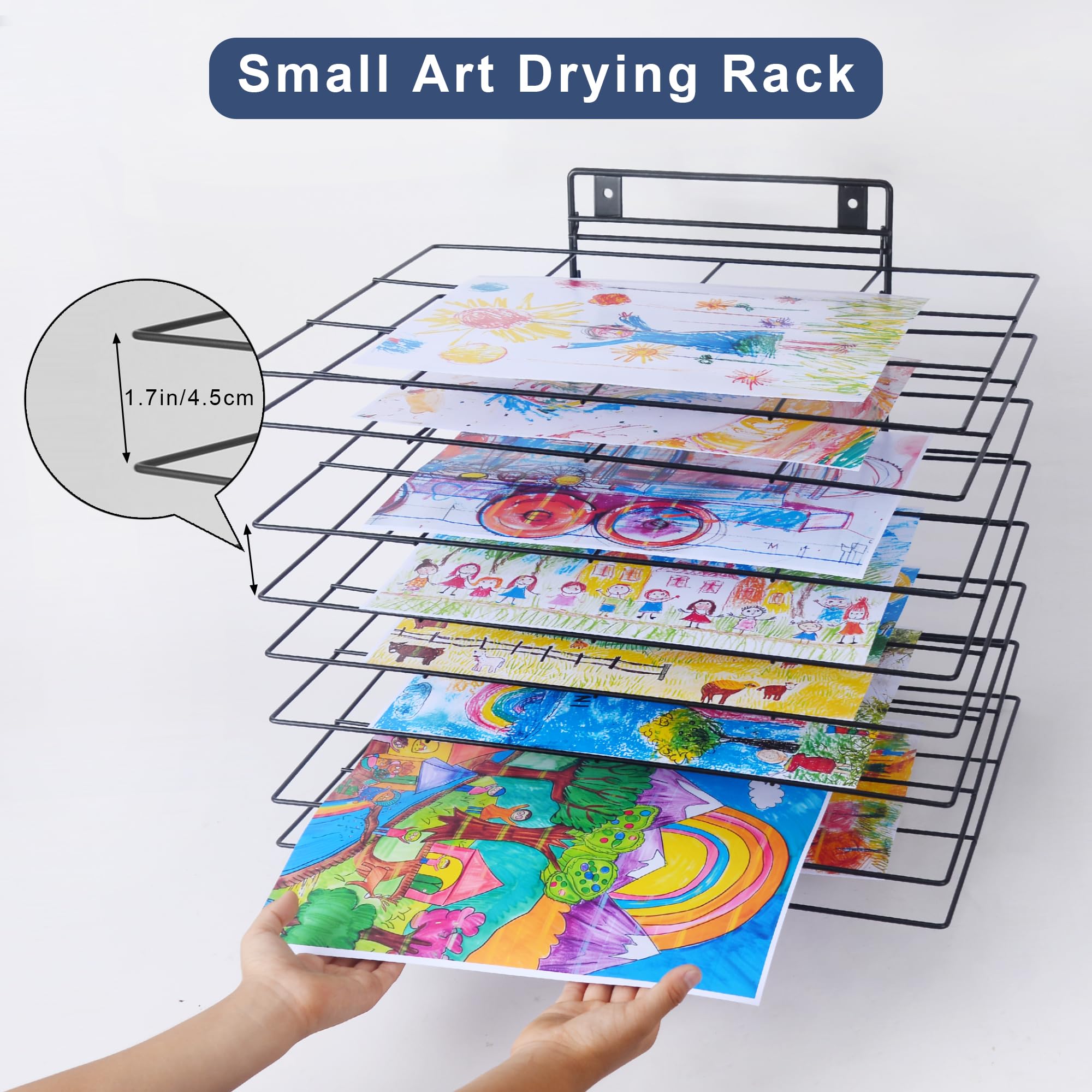 LIAQICHA Premium Iron Art Drying Rack with 8 Removable Shelves for Classroom - 16.1 x 11.9 x 13.8 Inches - Art Storage Organizer and Painting Drying Shelf