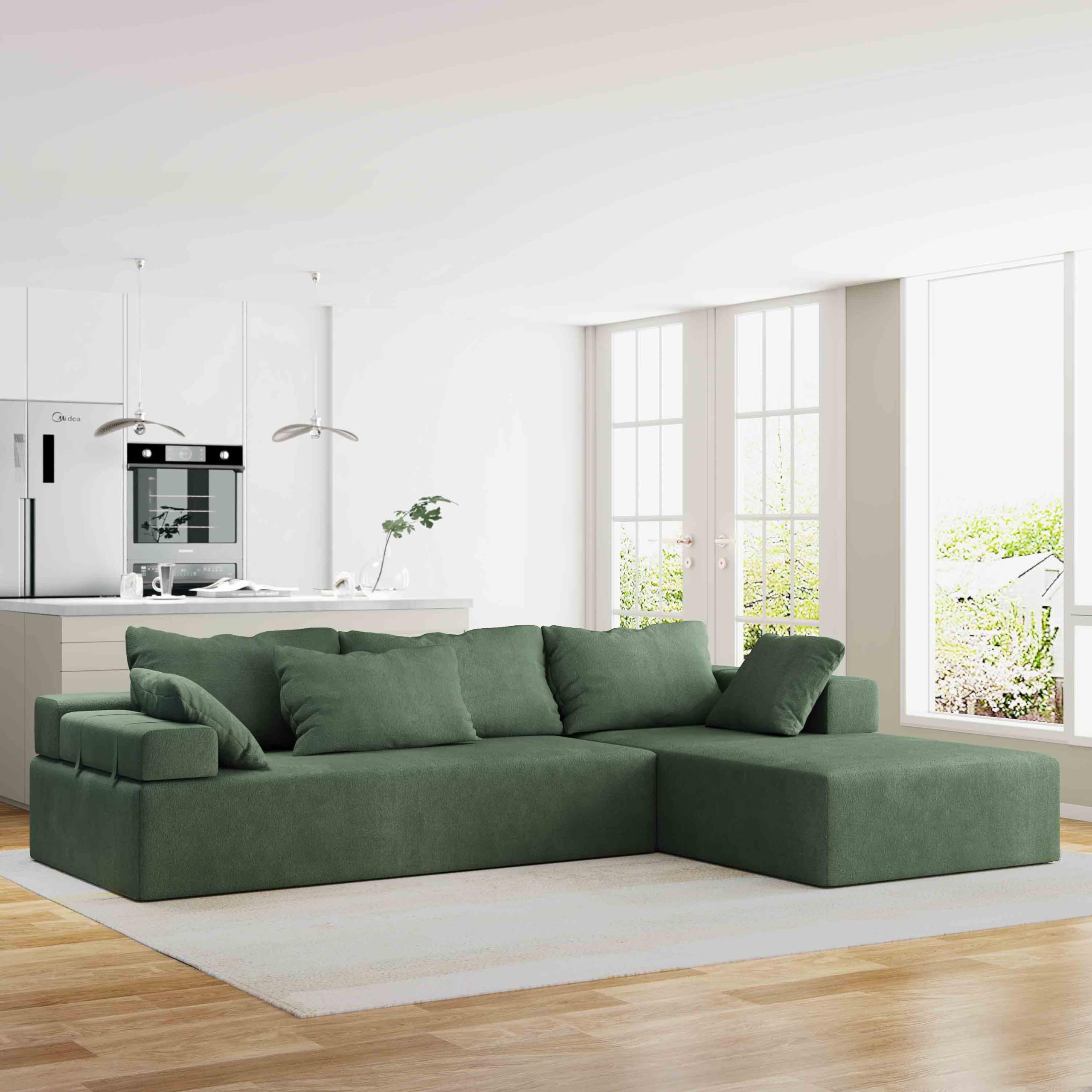 108” Modular Sectional Sofa Couch, L-Shape Upholstered Cloud Couch, Modular L-Shape Sofa Couch with Chaise,Modern Minimalist Couches for Living Room, Free Combination Deep Seat Corner Couch