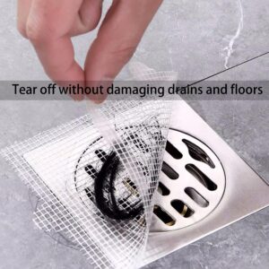 PRIMSOPH 4inch 30pcs Disposable Shower Drain Hair Catcher Mesh Stickers Floor Drain Sticker Disposable Drain Filter Hair Trap Drain Sticker