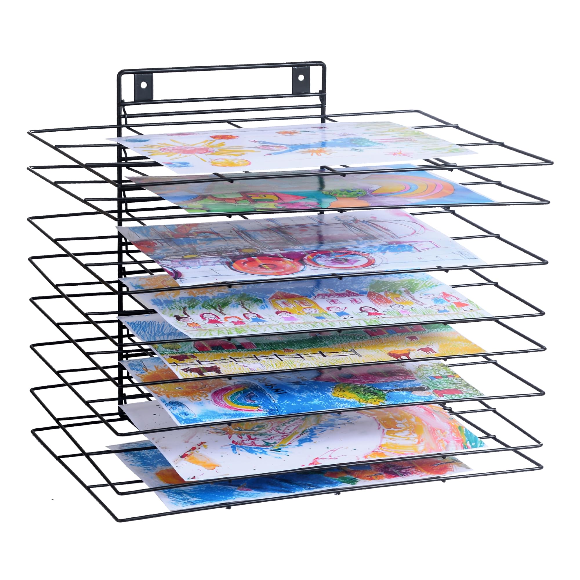 LIAQICHA Premium Iron Art Drying Rack with 8 Removable Shelves for Classroom - 16.1 x 11.9 x 13.8 Inches - Art Storage Organizer and Painting Drying Shelf