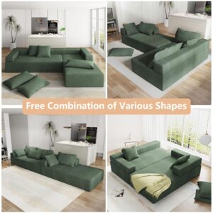 108” Modular Sectional Sofa Couch, L-Shape Upholstered Cloud Couch, Modular L-Shape Sofa Couch with Chaise,Modern Minimalist Couches for Living Room, Free Combination Deep Seat Corner Couch