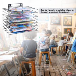 LIAQICHA Premium Iron Art Drying Rack with 8 Removable Shelves for Classroom - 16.1 x 11.9 x 13.8 Inches - Art Storage Organizer and Painting Drying Shelf