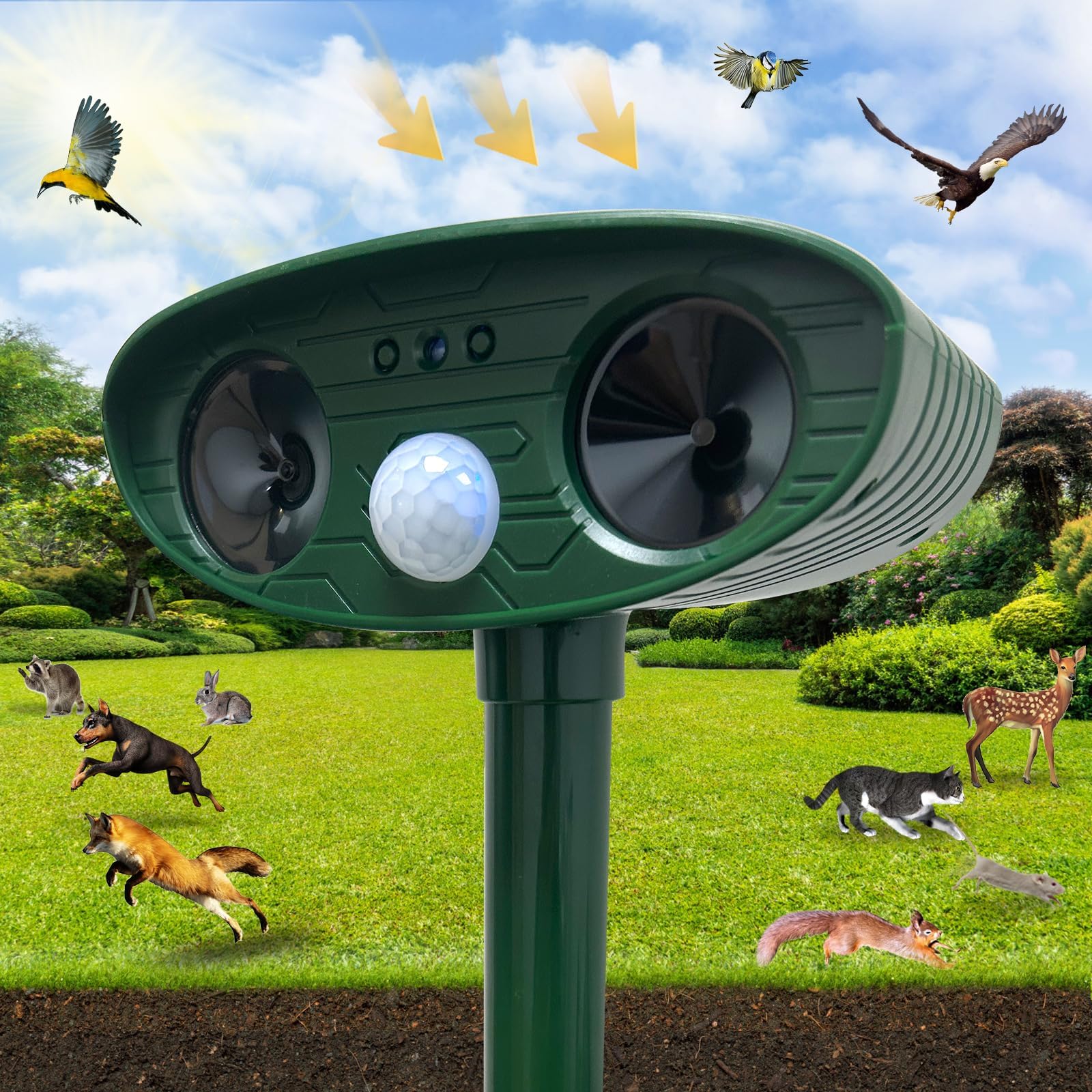 Solar Ultrasonic Animal Repellent, Cat Dog Repellent,Outdoor Animal Repeller with Motion Sensor,Sound,Cat Repellent Outdoor Repellent Waterproof Dog Repellent for Yard Garden