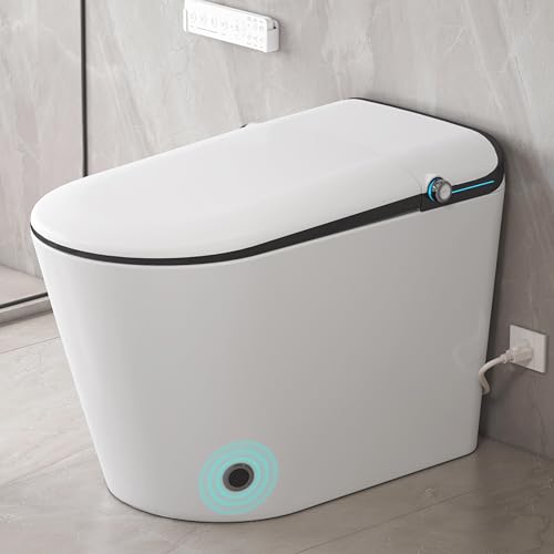 Smart Toilet with Bidet Built in, Eridanus One Piece Bidet Toilet for Bathrooms, Warm Water Wash & Dryer, Foot Sensor Flush, Elongated Heated Seat, Auto Open/Close with Digital Display, White & Black