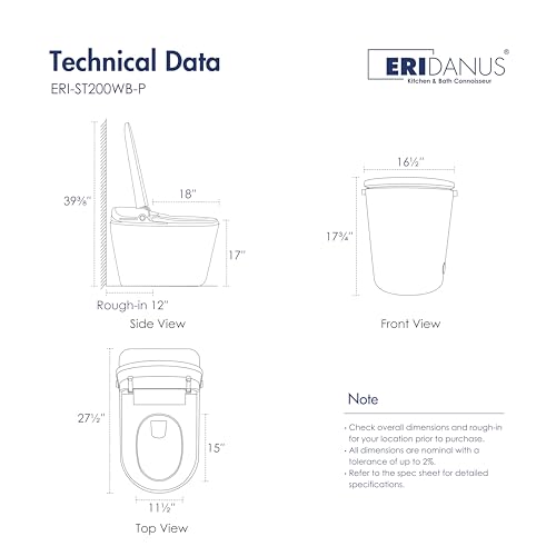 Smart Toilet with Bidet Built in, Eridanus One Piece Bidet Toilet for Bathrooms, Warm Water Wash & Dryer, Foot Sensor Flush, Elongated Heated Seat, Auto Open/Close with Digital Display, White & Black