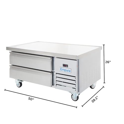 Empura 50" Two-Drawer Chef Base | Self-Contained Undercounter Refrigerated Equipment Stand for Restaurant Cafeteria Worktop | 880 lb Capacity | 50"W x 31.9"D x 26"H, Stainless Steel, 115v, NSF