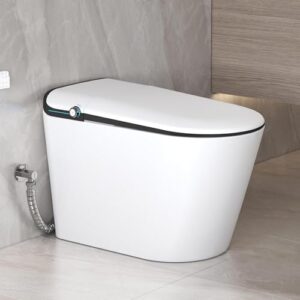 Smart Toilet with Bidet Built in, Eridanus One Piece Bidet Toilet for Bathrooms, Warm Water Wash & Dryer, Foot Sensor Flush, Elongated Heated Seat, Auto Open/Close with Digital Display, White & Black