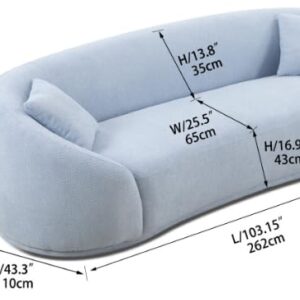 FANYE Stylish Curved Sofa Couch Comfortable Teddy Wool Upholstered Sofa&Couch for 4-5, Mid-Century Modern Living Room Sofá Oversized Beautiful Indoor Sofá&Couch, Easy to Assemble