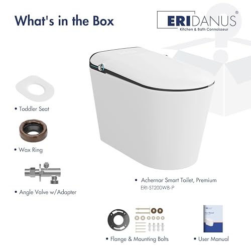 Smart Toilet with Bidet Built in, Eridanus One Piece Bidet Toilet for Bathrooms, Warm Water Wash & Dryer, Foot Sensor Flush, Elongated Heated Seat, Auto Open/Close with Digital Display, White & Black