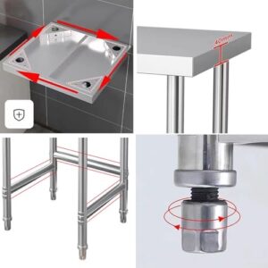 Kitchen Workbench Open Shelves Commercial Multifunctional Single Tier Prep Table Chopping Table Casework Metal Table Stainless Steel Cooktop Shelves(60x60x80cm)