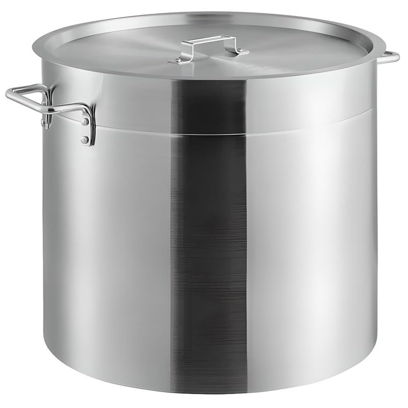 OCS Parts Pro Chef Series 80 Quart Standard Weight Aluminum Stock Pot with Cover | Large Capacity Oven Safe Stock Pot with Handles for Home and Commercial Kitchens