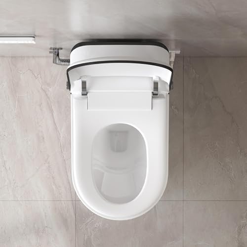 Smart Toilet with Bidet Built in, Eridanus One Piece Bidet Toilet for Bathrooms, Warm Water Wash & Dryer, Foot Sensor Flush, Elongated Heated Seat, Auto Open/Close with Digital Display, White & Black