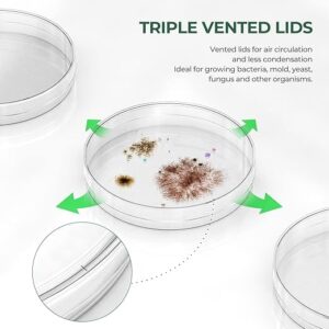 CellPro™ Petri Dish, 100 x 15 mm, Sterile, Clear with 3 Vents (Triple-Vented) 20/pk, 500/case, for Lab Science Experiment