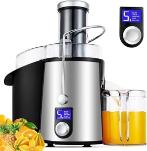 1000w 5 speeds lcd screen centrifugal juicer machines vegetable and fruit, realife juice extractor with big 3" wide chute, anti-drip compact juice maker, easy clean, high juice yield, bpa free