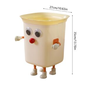 JUNNOTI Funny Large Eye Trash Bin with Feet Garbage Bin Office Rubbish Bin Bathroom Garbage Waste Bucket Kitchen Dustbin