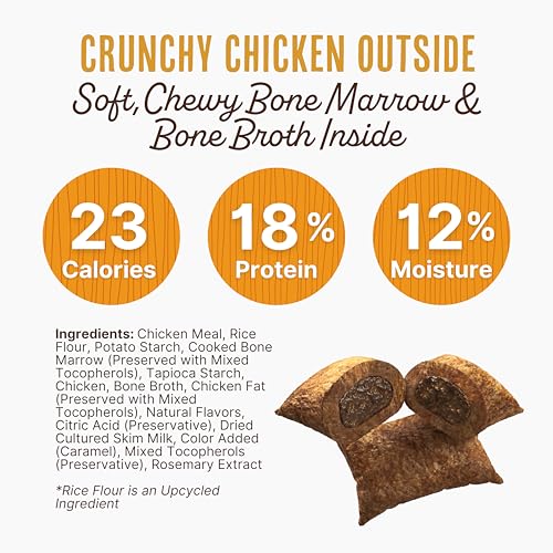 Waggin' Train High Protein Pockets with Bone Marrow, Chicken & Bone Broth for Dogs - 12 oz. Pouch - Made in The USA, High Protein, Wheat Free Dog Treat