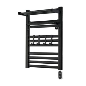 moqnise towel warmer 110v heated towel rack with timer and remote control, black rack stainless steel towel heater 27.6×19.7×7.9inch electric towel warmer for homes bathrooms balconies kitchens