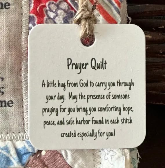 Darciamou Prayer Quilt with Cross Inside, Mini Vintage Prayer Quilt Squares, Handmade Sew Individually Vintage Prayer Quilt Squares, Symbolism Poems Quilts Serenity Prayer Blanket (Prayer Quilt)