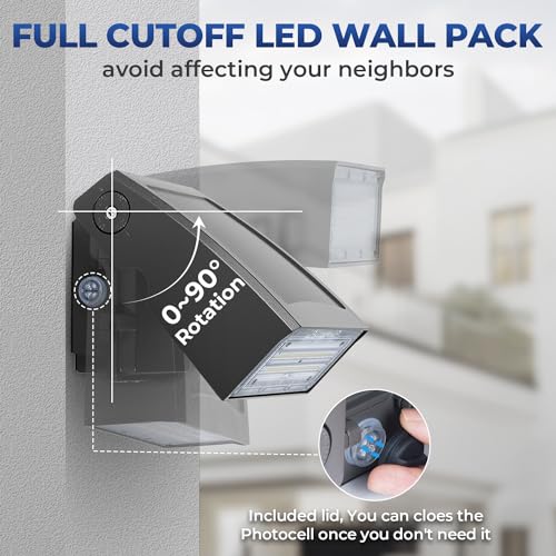 CINOTON 40W LED Wall Pack Light with Dusk to Dawn Photocell and 240W/150W/100W LED Parking Lot Light Outdoor Arm & Slipfitter Mount