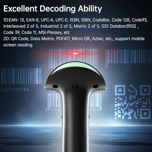 Barcode Scanner, W2 L Bar Code Scanners 30w Global Exposure High Speed Scanning Automatic Sensing Continuous Scanning OLED Display Screen Long Communication Distance ﻿ (1)